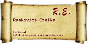 Raskovics Etelka névjegykártya